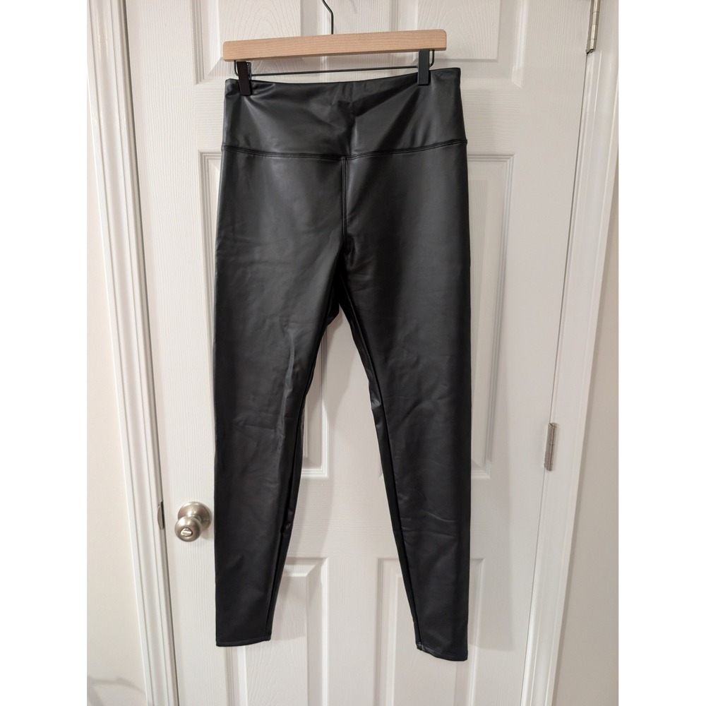 NWT, Halara, Large, Black Faux Leather Leggings, High Rise, Full Length